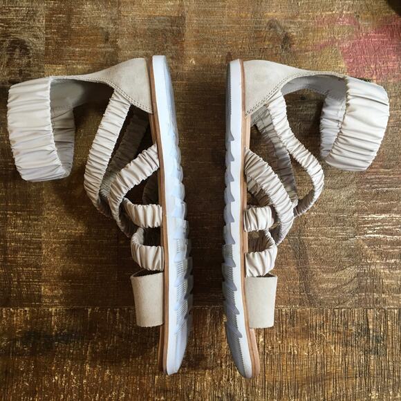 Sorel Ella II Crossover Sandal Tan Womens 10 Leather Strap Flat Gladiator Ruched - Picture 5 of 8